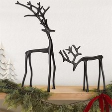 Modern 2 Pcs Black Reindeer - Xmas Figurines Indoor Table Mantel Office Decor