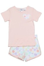 Girls Size 8 Snugglebum Pink Fireworks Summer Cotton Short Sleeve Pyjama Set