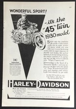 1930 Harley Davidson 45 Twin *Wonderful Sport* vintage Motorcycle AD