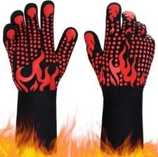 BBQ Gloves, Silicone Non-Slip Oven Gloves, 800 ℃/1472℉ Heat Resistant Grilling