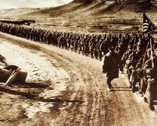 American Troops walking along