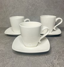 Pausa Dinnerware Espresso Cups & Saucers Modern Design White X 3