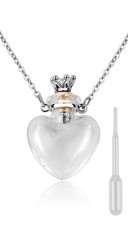 Heart Shaped Perfume Bottle Pendant Blood Vial Necklace Liquid Memorial Jewelry