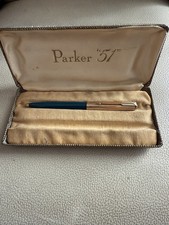 Vintage Parker '51' Rolled Gold Teal ballpoint pen in original box 
