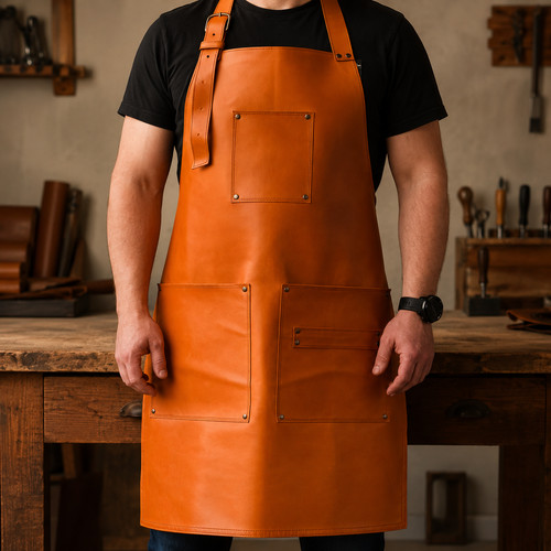 Genuine leather work apron - leather,