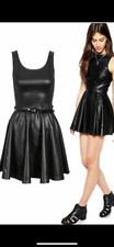 GIRLS/ LADIES Sleevless PVC wet Look flared belted skater dress high quality