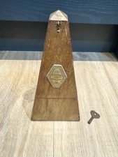 Antique Maelzel JTL Metronome Wooden Case Brass Plaque France Paris w/ KEY RARE