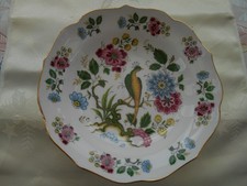 BIRD OF PARADISE PATTERNED CHINA SHALLOW CANDY  DISH HAS SMALL CHIP PLEASE READ 