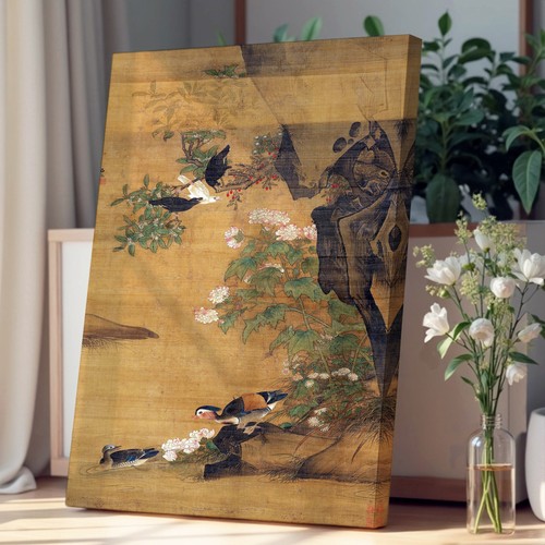 Mandarin ducks cotton rose - cotton,