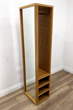 MIRROR Oak Storage Full Length Hanging Rail Shelves Floor Mirror Contemporary