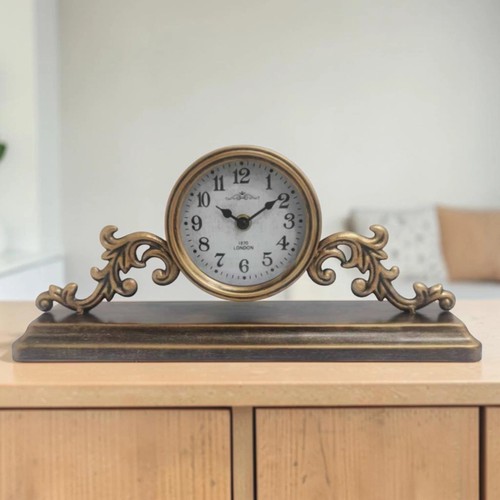 Antique gold mantel clock - gold,