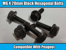 10x BOLTS FOR PEUGEOT BLACK