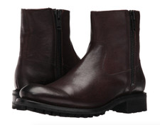 Frye Z43106 Men Stanton Outside Zip Boots in Dark Brown Tumbled Grain Sz 8.5 M