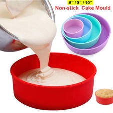 6 8 10 inch Silicone Cake Baking Trays Pans Round Sponge Moulds Tins Non-stick