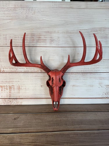 Red faux deer skull wall - red,
