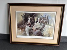 Large Signed Print Of English Bull Terriers By Mick Cawston 1992 Ltd Edition