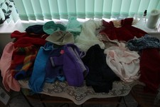 BUNDLE VINTAGE  DOLLS CLOTHES VARIOUS SIZES SOME HAND KNITS