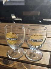 2 French Ricard Pastis Glasses 10cm Tall (3 Pairs Available)