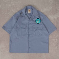 Dickies Vintage Streaker Cropped Workwear Shirt M Men's Blue Patch