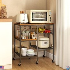4 Tier Kitchen Storage Cart, Rolling Baker's Rack with Adjustable Shelf & Wheels