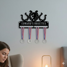 Personalised Medal Hanger Holder Wall Display Rack Horse Pony Racing Rosette