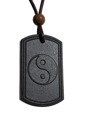 Shungite Yin Yang Pendant Necklace Tourmaline Back Bead Gemstone Cord Jewellery