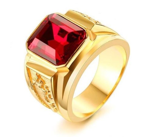 18k gold ruby emerald - ruby, cz