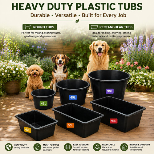 Heavy duty black plastic tubs - duty,