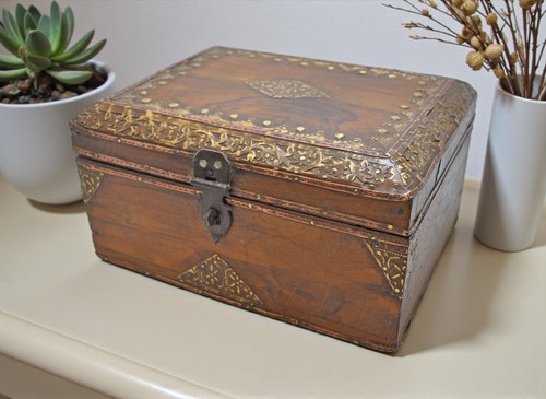 Antique wooden storage chest - antique,