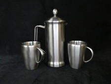 Grunwerg Stainless Café Stal 6 Cup Cafetiere Espresso Coffee Press & 2 Cup Set