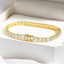 3.7ct Halo Yellow Gold Tennis