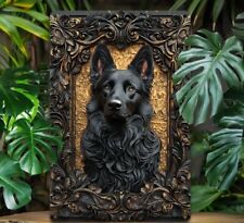 GORGEOUS BLACK GERMAN SHEPHERD  DOG  LONGHAIRED  METAL 12" X 8" ALSATIAN