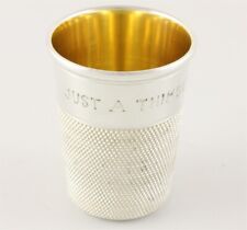 Solid Silver Just A Thimbleful 1oz Spirit Measure Jigger Cup Charles Horner 1948