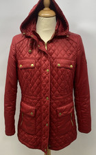 Barbour Red Quilted Anorak UK Size 14 with Detachable Hood                   B11