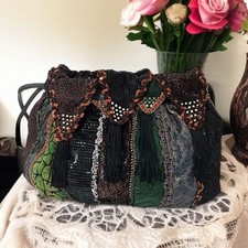 Rita Diana For Mylinka Handbag Bag Purse Mixed Media Suede Leather Fairy Witchy