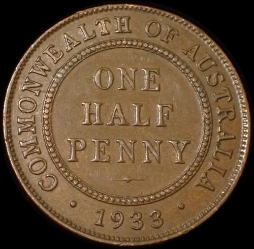 Australia half penny - half, 1933