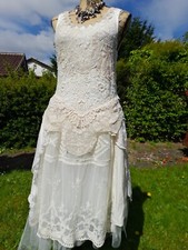 Upcycled Boho lace up dress - Romantic fantasy - Fairytale wedding dress 12/14