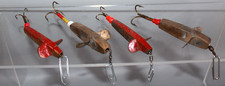 4 VINTAGE REFLEX HEAVY CAST BRASS FISHING LURES / SPINNERS WITH MOUNTS