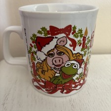 Vintage 1979 Muppets Kermit & Miss Piggy Merry Christmas Novelty Mug