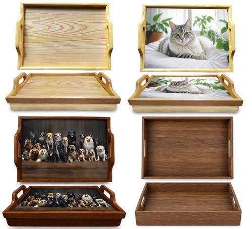 Wooden breakfast serving - serving, tray