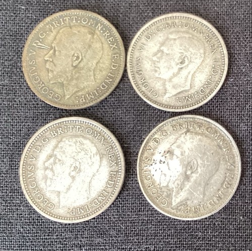 Four silver pence - 3, x