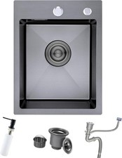 Kitchen Bar Sink Stainless Steel Top/Undermount with Drain & Overflow 35x45cm 