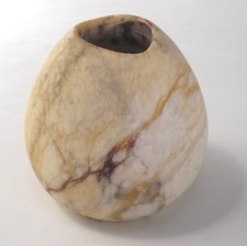 Qing Dynasty Scholar's Ovaloid Marble Inkstone Well Brush Pot