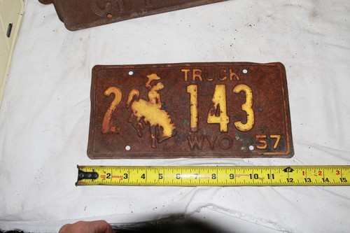 1957 wyoming truck license - truck,