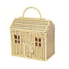 Rattan House Shaped Basket with Lid, Decorative Hand Woven Shelf Organizer1999