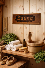 Wooden Sauna Sign  – Rustic