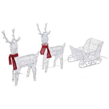 LED Reindeer Sleigh Lights Indoor Outdoor Christmas Display 120cm Acrylic Decor