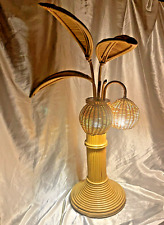 Vintage 1970's Rattan wicker Palm Floor/table Lamp from Mario Lopez Torres