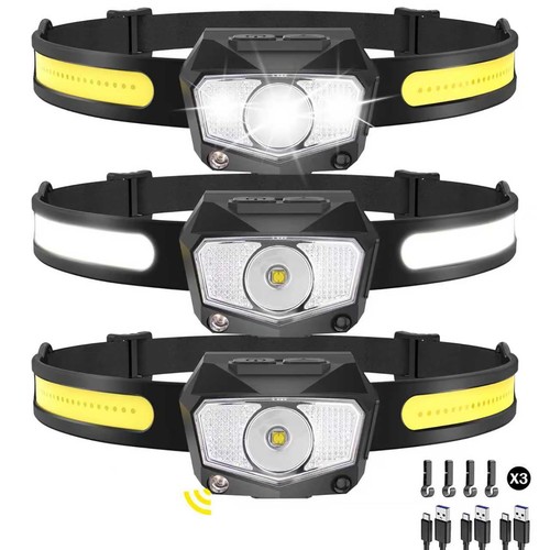 Headlamp rechargeable 3pack - rechargeable,