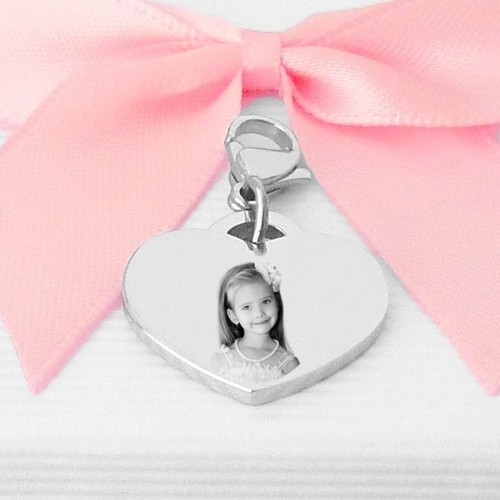 Photo engraved heart - engraved, charm